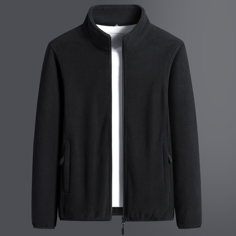 Jaqueta masculina de lã polar plus size, casaco clássico com gola alta, cor sólida, roupa casual 8xl, outono 2021
