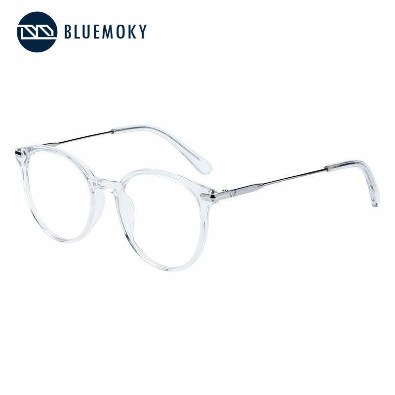 BLUEMOKY-여성용 빈티지 라운드 처방 안경, 근시 안경 프레임, 레트로 안티 블루 라이트 광변색 안경