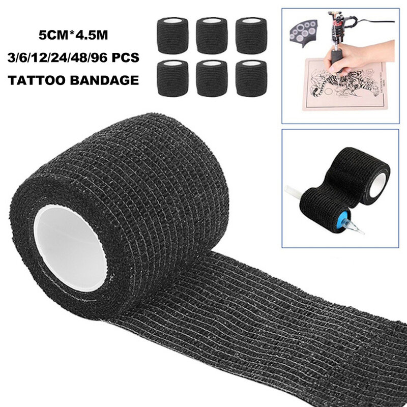 3/6/12/24/48/96Pcs Tattoo Grip Tape Zelfklevende Elastische Waterdichte tattoo Grips Bandage Cover Wraps Voor Machine Pen Naald Nieuwe
