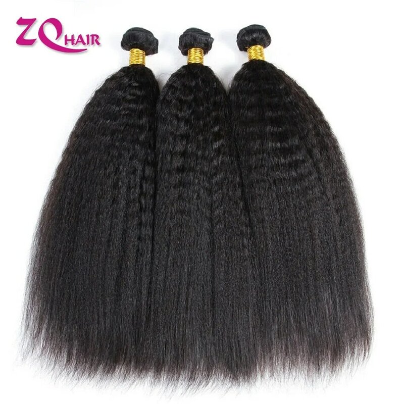 อินเดีย Kinky Straight Human Hair Bundle สานข้อเสนอยาวคุณภาพสูงสำหรับผู้หญิง Yaki Hair Extensions Full และหนา