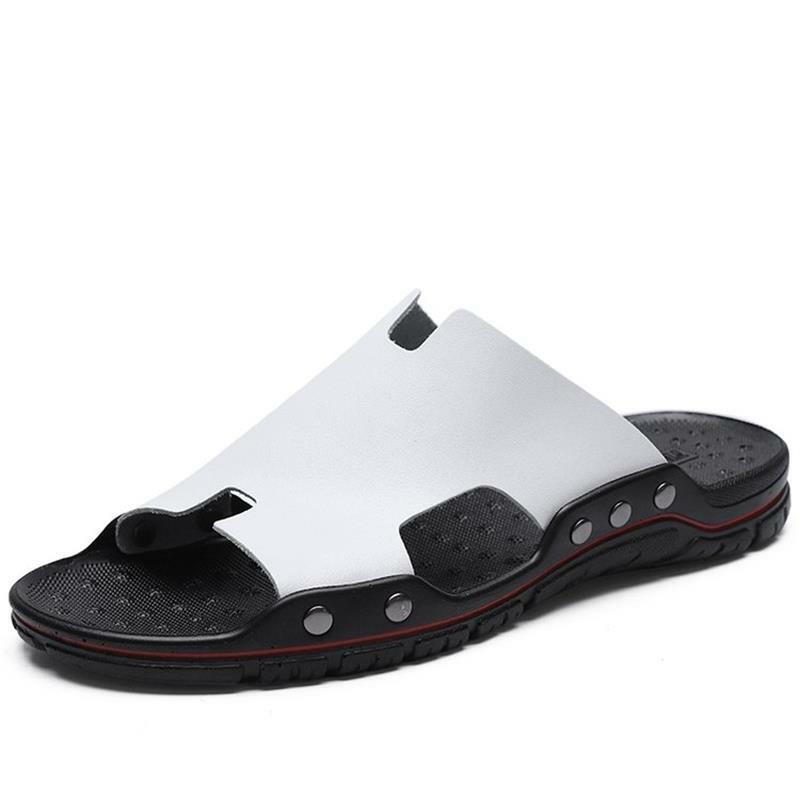 Zapatos de moda de verano para hombre, zapatillas cómodas y geniales de PU de Color sólido, con agujero Simple y Punta abierta, KS111, novedad de 2021