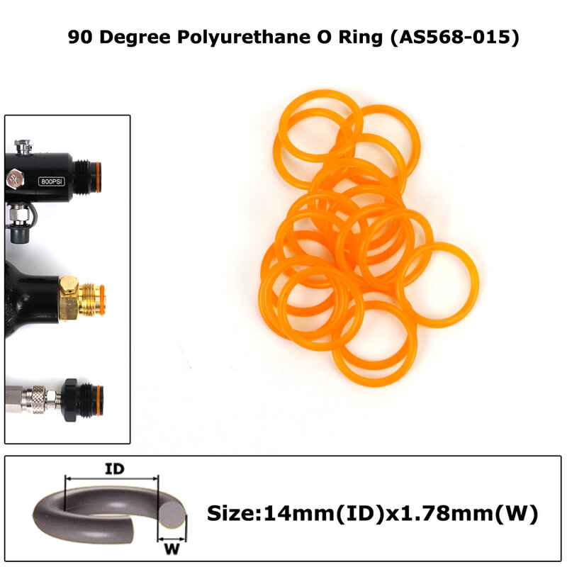 Nuovo 90 Duro poliuretano O Ring 10 pezzi 50 pezzi 100 pezzi per adattatore serbatoio CO2/HPA/aria Paintball (AS568-015/rosso)