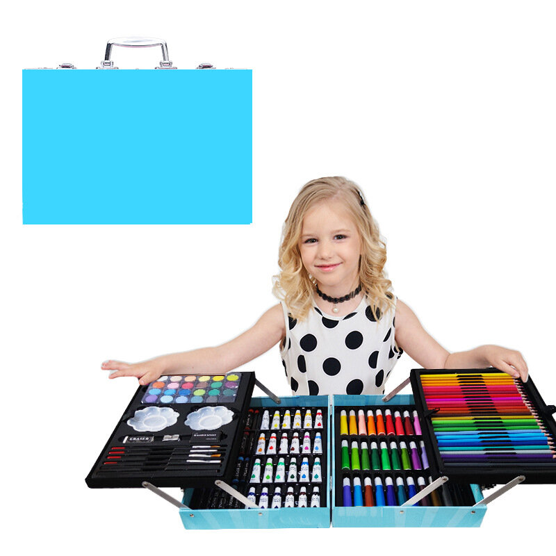 Novo 200pc paintbrush crayon pintura conjunto de material escolar das crianças aquarela caneta arte conjunto óleo água pastel pastel pastel para crianças