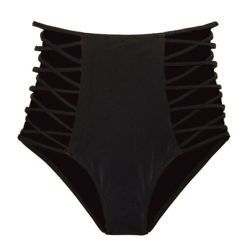 Culotte de plage pour femmes, taille haute, Sexy, ajouré, Bandage, bas de Bikini, maillots de bain, vêtements d'été, 2021