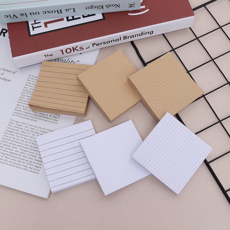 Notas adesivas de grade horizontal em branco, bloco de notas, material escolar, poste, notas adesivas