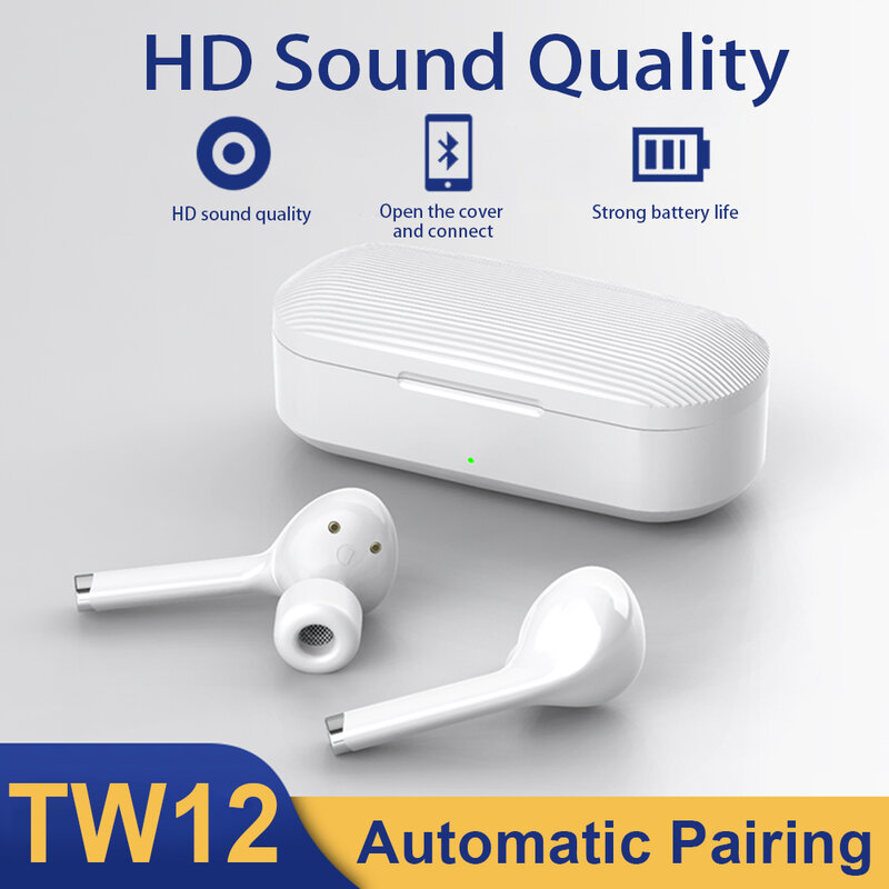 TW12 TWS Kopfhörer Bluetooth 5,0 Drahtlose Kopfhörer HD Sound Qualität Touch Control In-ohr Sport Earbuds Lade Box Mikrofon