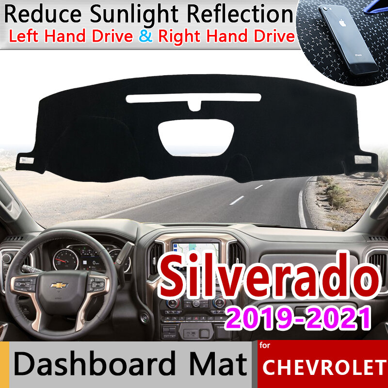 Dashboard Cover Mat Carpet Dashmat for Chevrolet Silverado GMC Sierra HD 1500 2500 3500 2019 2020 2021 Pad Sunshade Accessories