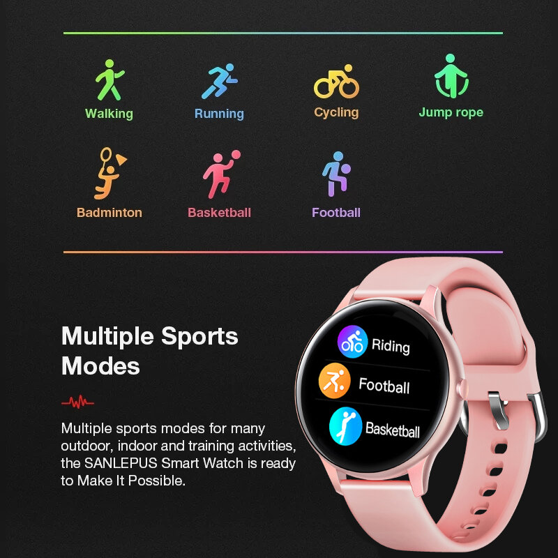 LIGE 2020 New Ladies Smartwatch Activity tracker heart rate Monitor IP67 waterproof Sports ladies smartwatch For Android IOS+Box