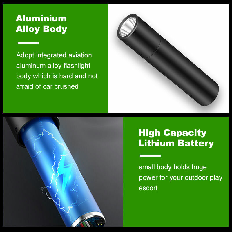 Torcia impermeabile esterna ricaricabile ad alta luce ricaricabile USB portatile Ultra luminosa di nuova progettazione Mini per il campeggio