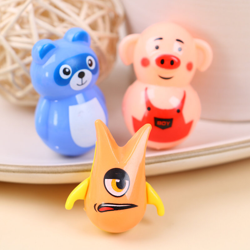 1pc Tumbler urocza roly-poly plastikowe Cartoon zwierząt Tumbler grzechotki toczące się zabawki dla niemowląt noworodka dekoracji zabawki