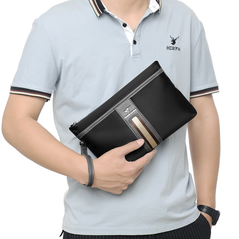 Men's Day Clutch Envelop Bag iPad Case Bag Male Oxford Casual Men Travel Bag Multi Functional Man's Bag, Black & Blue