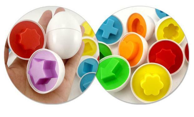 Juguetes Educativos de matemáticas para niños, juego de rompecabezas 3D de huevos inteligentes, formas mezcladas, colores aleatorios, 6 uds.