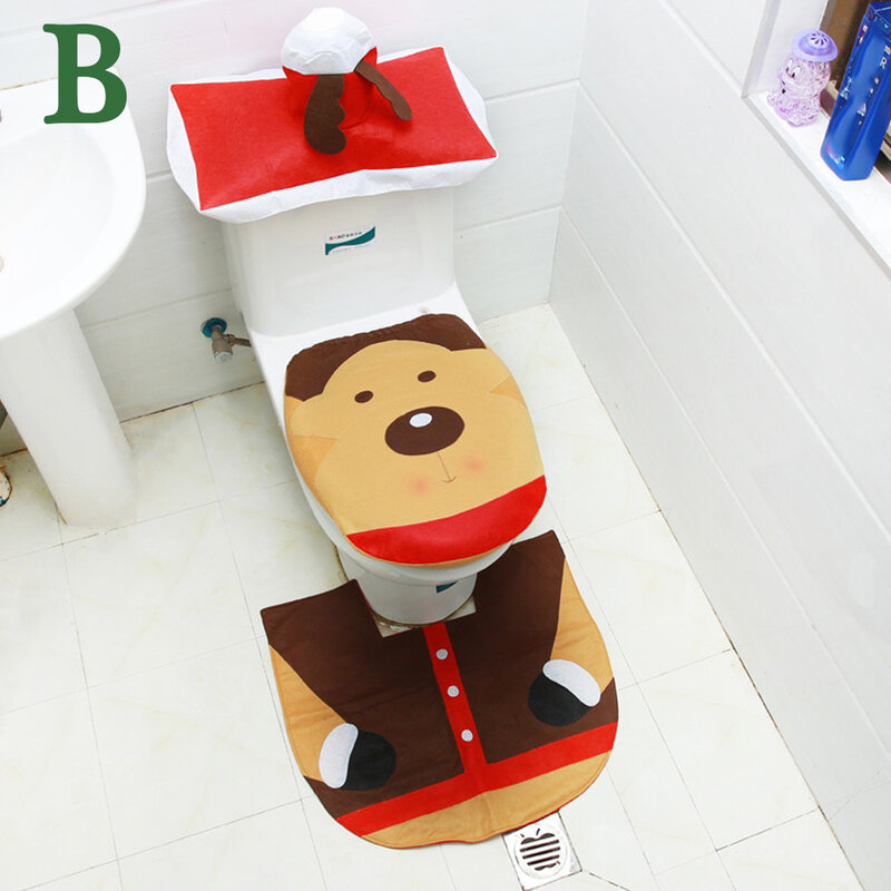 Natal decoração do banheiro papai noel tapete de banheiro natal assento & capa tampa de vaso sanitário de natal ano novo decoração de natal