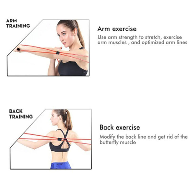 8 parole Fitness Yoga resistenza alla gomma elastici Fitness elastico attrezzature per il Fitness Expander allenamento palestra esercizio treno
