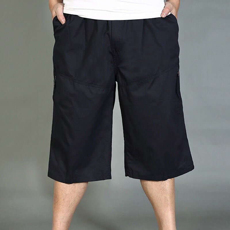夏男性パンツ6XLウエスト140センチメートル5XLプラスサイズふくらはぎ丈パンツ男性4色
