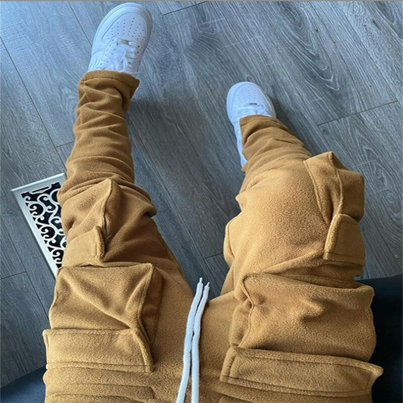 ขนแกะกางเกงผู้ชายสำหรับฤดูใบไม้ร่วงฤดูหนาว Streetwear ชาย Sweatpants กางเกงทำงาน Jogging กลางแจ้ง