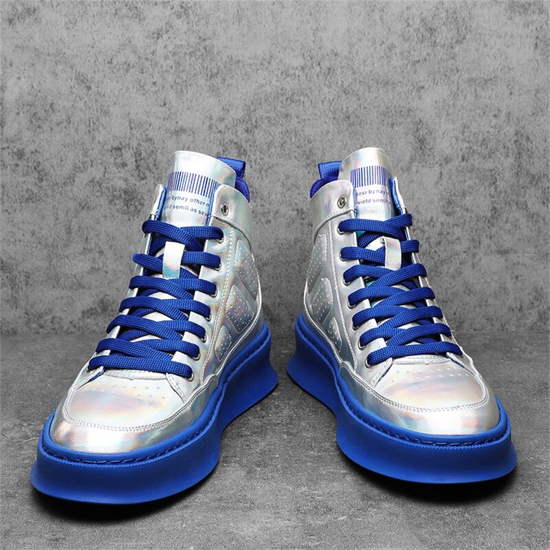 Zapatillas de deporte de alta calidad para hombre, zapatos informales reflectantes de cuero de gama alta, para jóvenes, para Otoño e Invierno