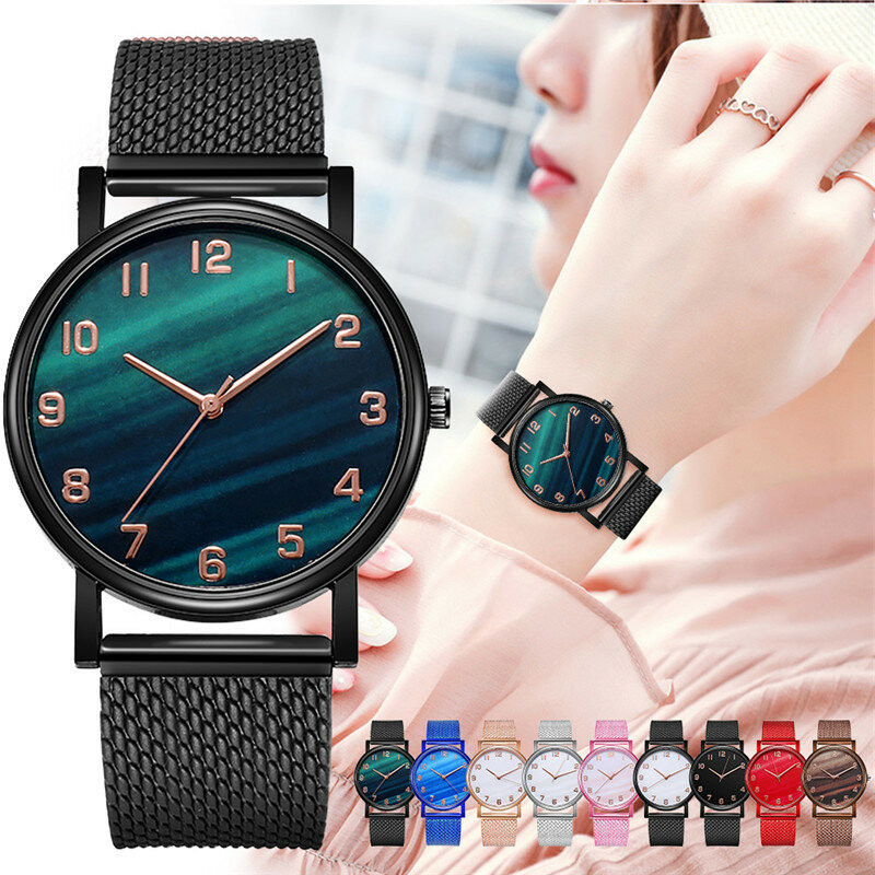 Tropfen Verschiffen für Frauen Arabische Zahlen Uhren Luxus Damen Kunststoff Leder Quarz Armbanduhren Uhr Relogio Feminino