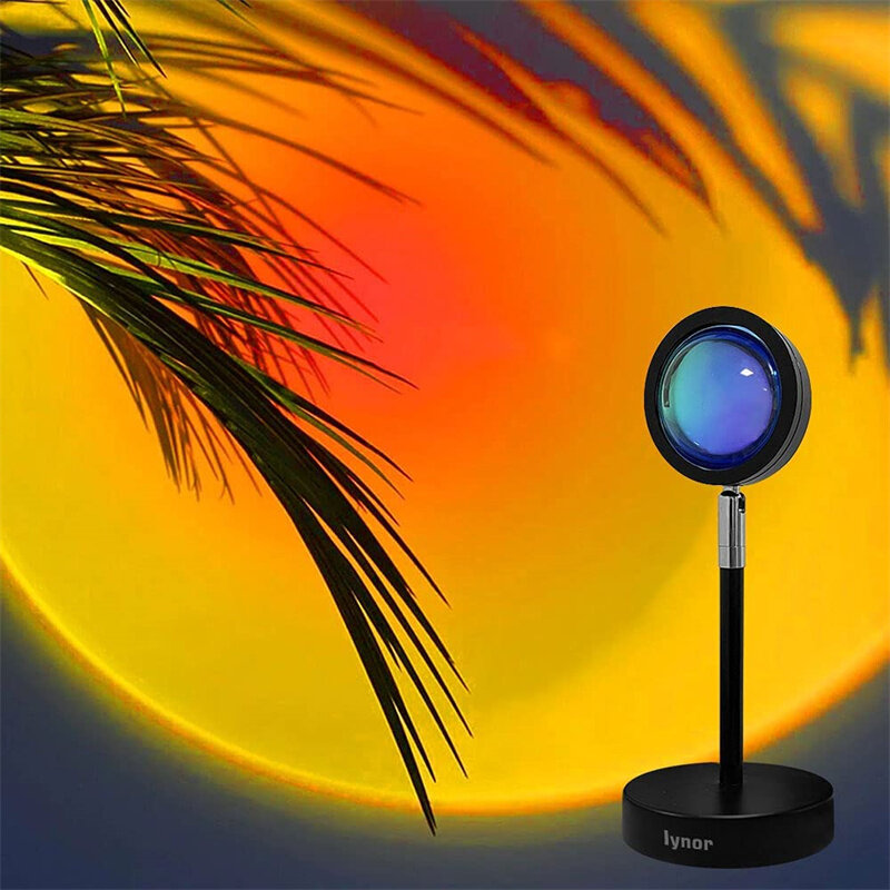 Sun Sunset Rainbow Projector โคมไฟบรรยากาศ USB แฮร์รี่รูปแบบโมเดิร์นขาตั้ง Night Light สำหรับถ่ายภาพหน้าแรกห้องนอน