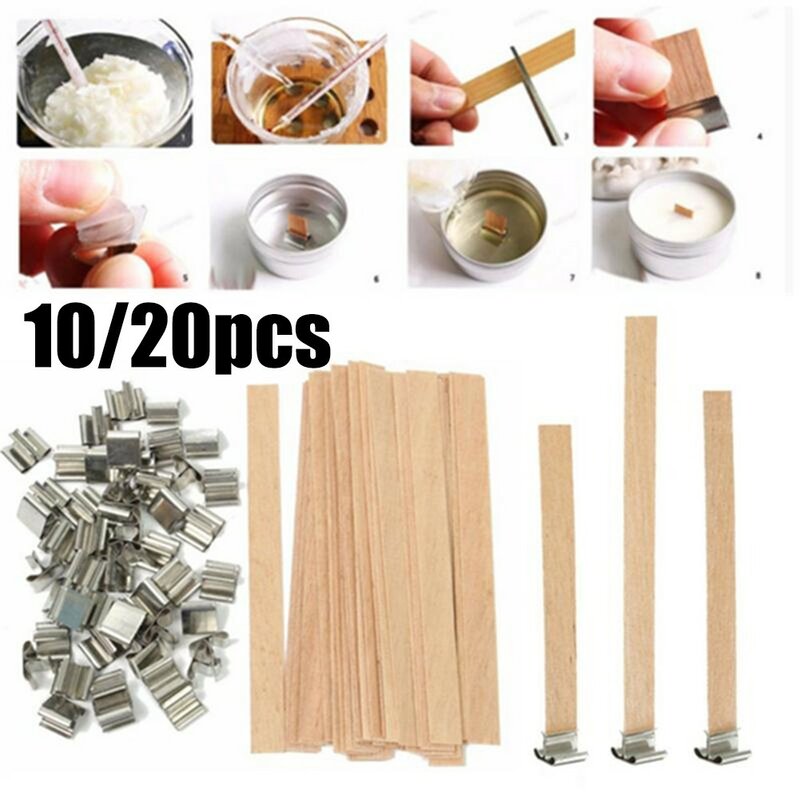 Wooden Candle Core And Metal Sustainer 75mm X 12.5mm Wood Craft Making DIY Candle Making Supplies Handmade Soy Parffin Wax