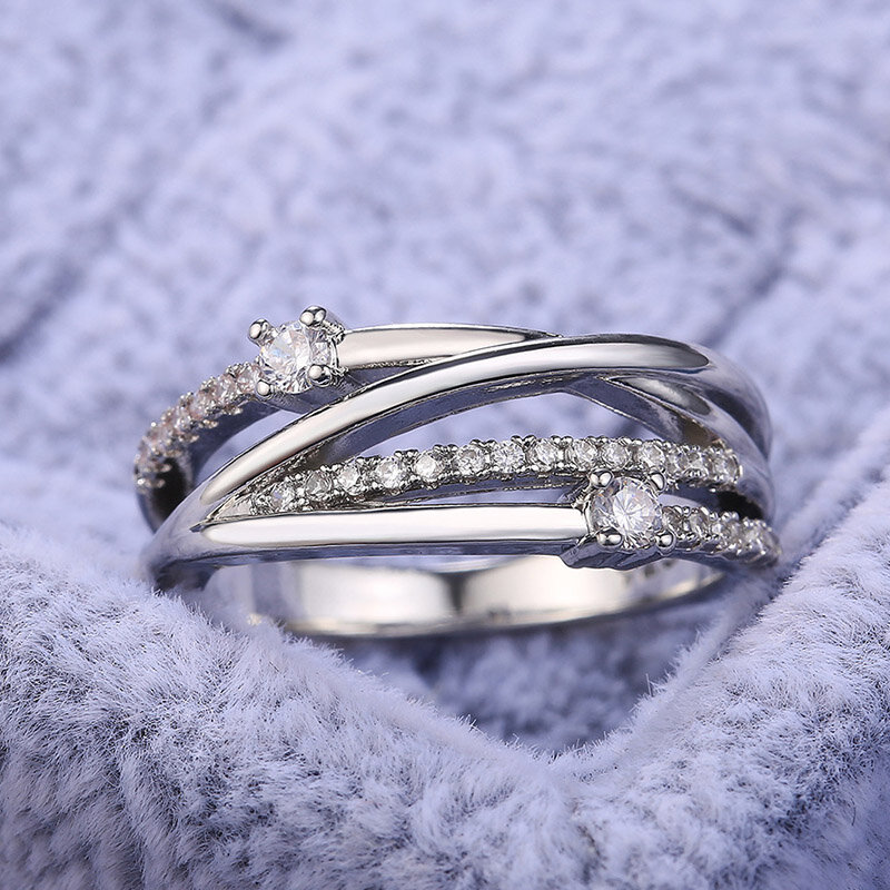 UILZ Cincin Wanita Batu CZ Beraspal Mikro Mempesona Mewah Upacara Pernikahan Cincin Jari Cinta Pesta Perhiasan Pernyataan Mode