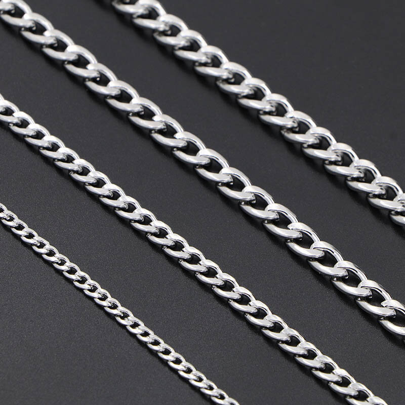 3-7mm Stainless Steel Cuban Curb Link Chain Necklace For Men Women Basic Punk Vintage Choker NK Chain Solid Metal Jewelry Gifts