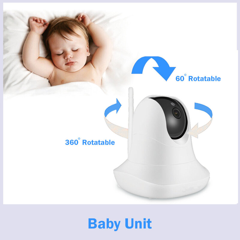 3.5inch High Resolution Baby Monitor Infrared Night Vision Wireless Video Baby Sleeping Monitor with Remote Camera Pan-Tilt-Zoom