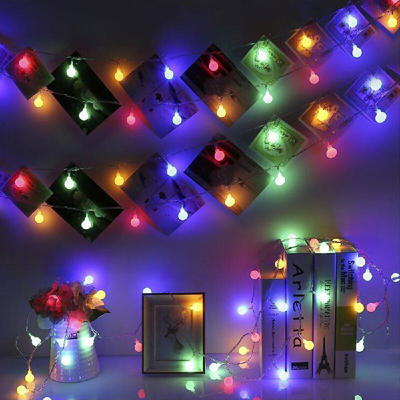 Memperhiasi Lampu Natal Outdoor Bola LED String Lampu Bohlam Peri Tirai Garland untuk Dinding Kamar Tidur Pernikahan Dekorasi Rumah Natal