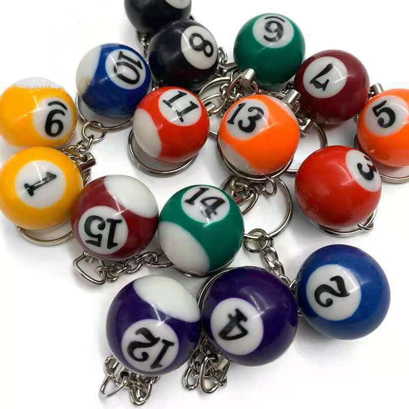 Lucky Difference Color Billiard Ball KeyChain, chaveiros, Snooker Table, preto, Cue Acessórios, presentes, não 8, 25mm