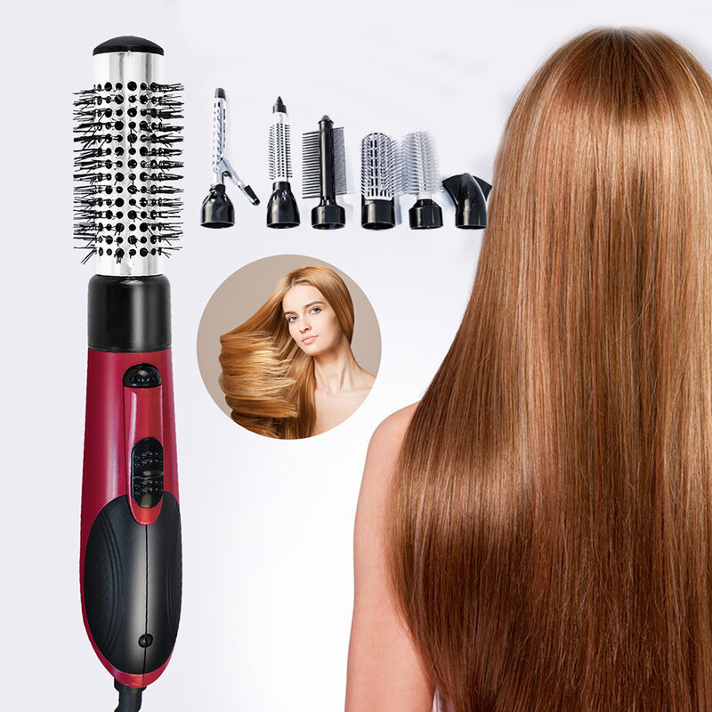 7 em 1 um passo secador de cabelo & volumizer rotativa alisador de cabelo pente curling ferro secadores de cabelo para o estilo do cabelo ferramenta