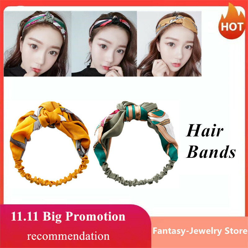 2021 Wash Face Hair Ties Headband Floral Print Hair Bands For Women Ponytail Scarf Elastic Headbands Hair Accessories