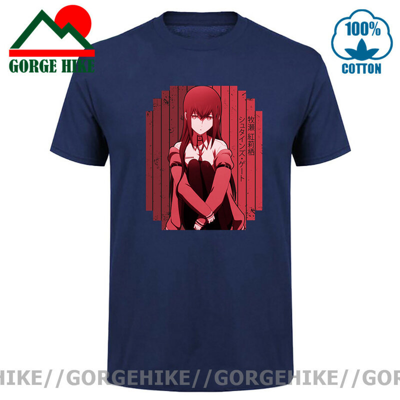 Kurisu Makise-Camiseta con estampado de Steins Gate para hombre, camiseta de Manga Anime de japonesa, camiseta exclusiva de algodón para hombre, camiseta de regalo