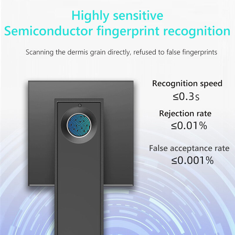 Electronic Smart Lock Semiconductor Biological Fingerprint Handle Key Lock Unlock Door Detect for Home Office Keyless Security