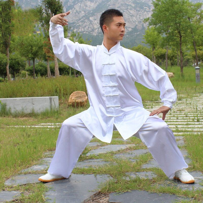 Calças superiores tradicionais chinesas de manga comprida wushu taichi kungfu uniforme uniformes tai chi roupa de exercício para homem e mulher