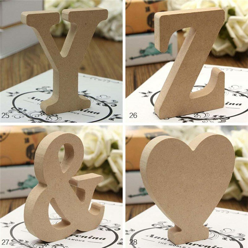 DIY Crafts Birthday Party Wedding Home Decoration Vintage Wooden Alphabet High Quality Alphabet Design English