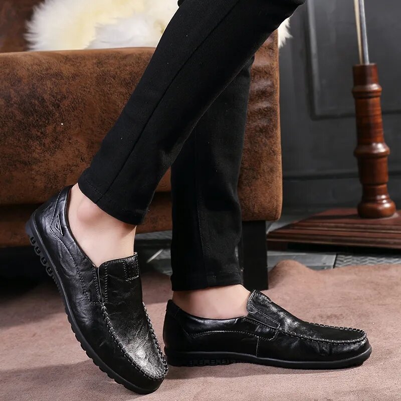 Feerldi mocassins de couro real masculino tamanho 46 47 masculino sapatos casuais de luxo 2021 primavera outono sapatos de couro masculino sapatos de condução