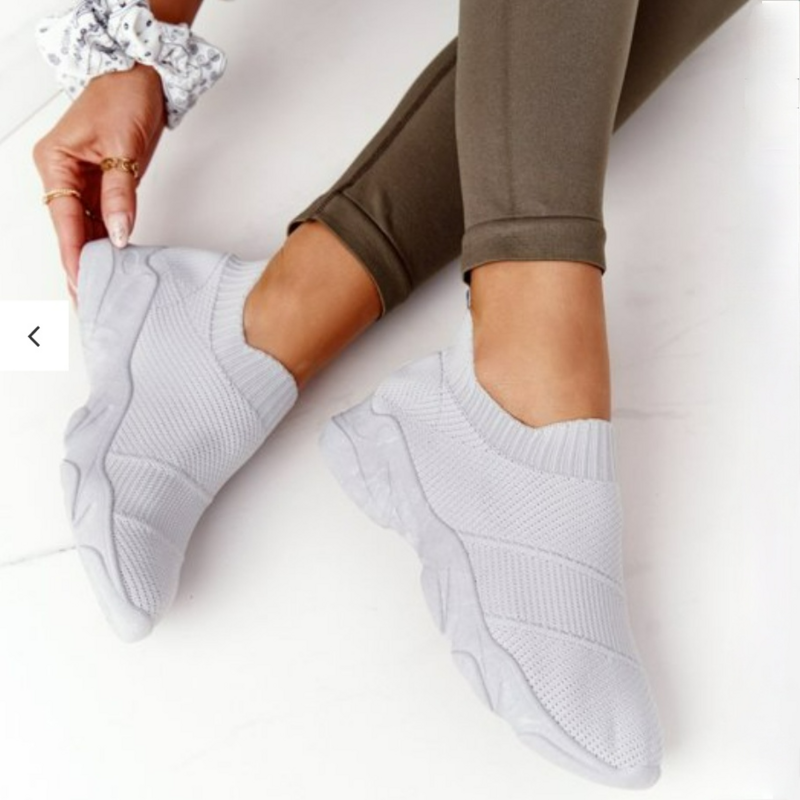 Zapatillas de deporte informales ligeras para mujer, zapatos deportivos cómodos de malla transpirable sin cordones, con cuñas gruesas, vulcanizados