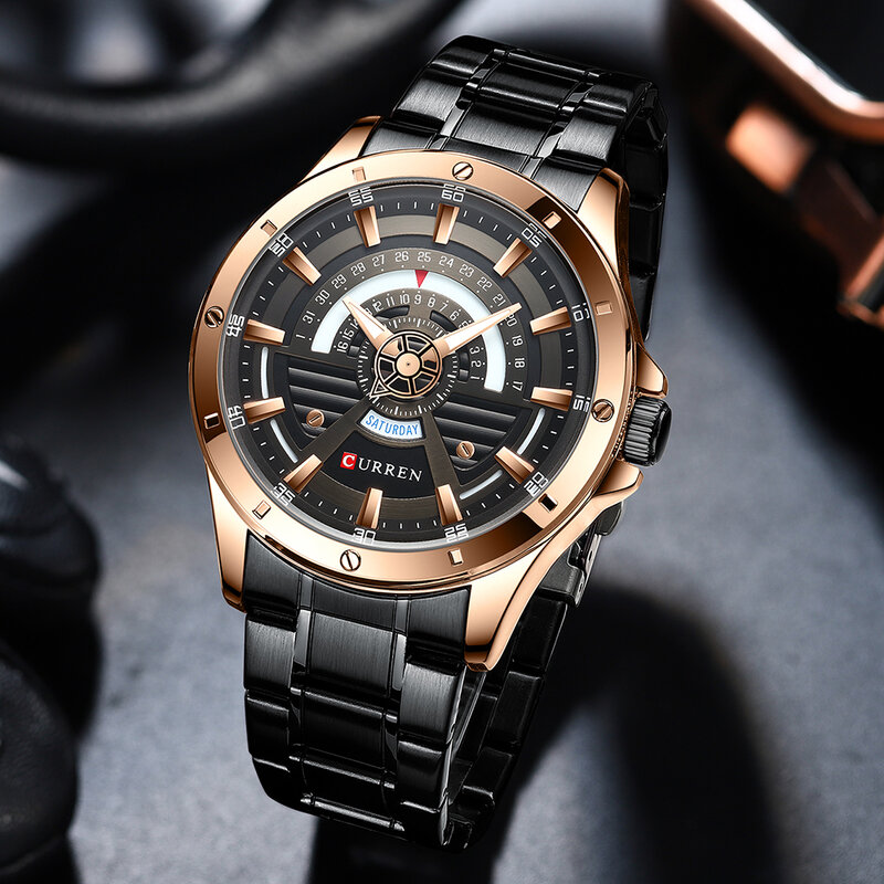 CURREN Fashion Casual Style Watch orologio da polso da uomo business quadrante grande orologio da uomo lancette luminose orologio in lega di acciaio inossidabile