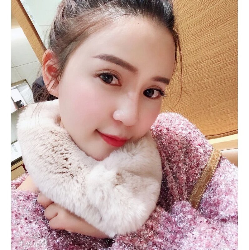 Real Rex rabbit fur scarf female winter Korean fur rabbit fur thickening fur collar solid color Women Winter double-sided  colla