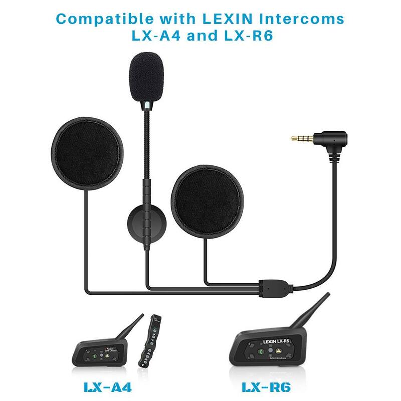 Lexin มอเตอร์ไซค์ Intercom ชุดหูฟังและชุดคลิปอุปกรณ์เสริมสำหรับ LX-R6บลูทูธ Interphone หูฟังแจ็คปลั๊ก