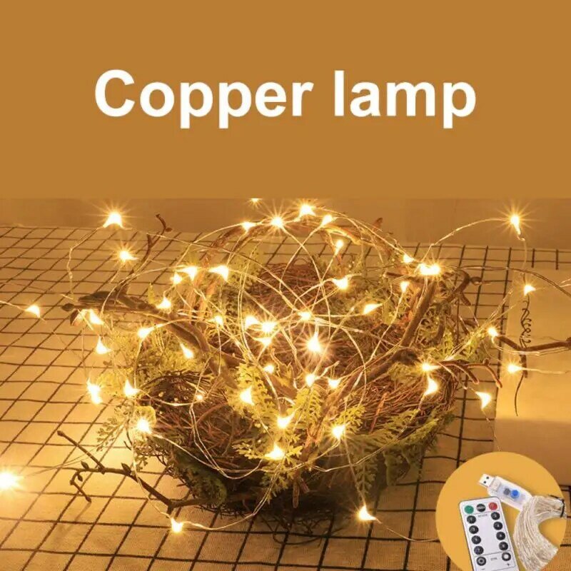 Guirnalda de luces LED con Control remoto para decoración del hogar, lámpara colgante para árbol de Navidad, decoraciones navideñas, herramienta de decoración de Año Nuevo