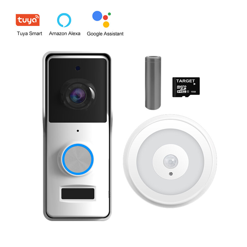กล้อง,1080P Night Vision Wireless Doorbell Door Bell Ringer,สายไฟ/แบตเตอรี่ Powered Smart Video Doorbell