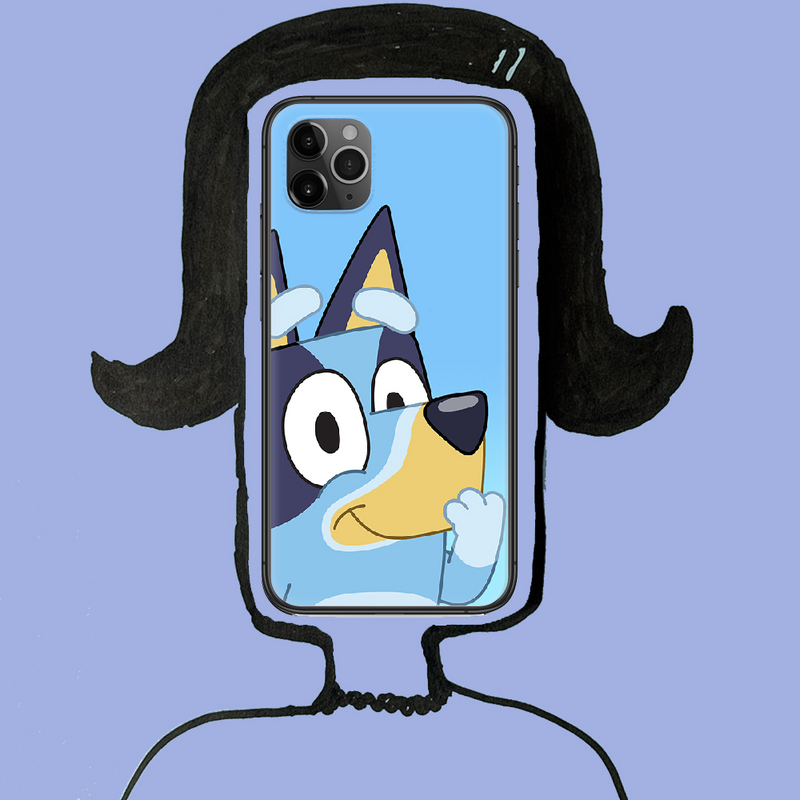 Capa de telefone bluey dos desenhos animados para o iphone 5 5S se 2 6s 7 8 11 12 mini plus x xs xr pro max preto bastante à prova dpretty água tendência etui tpu