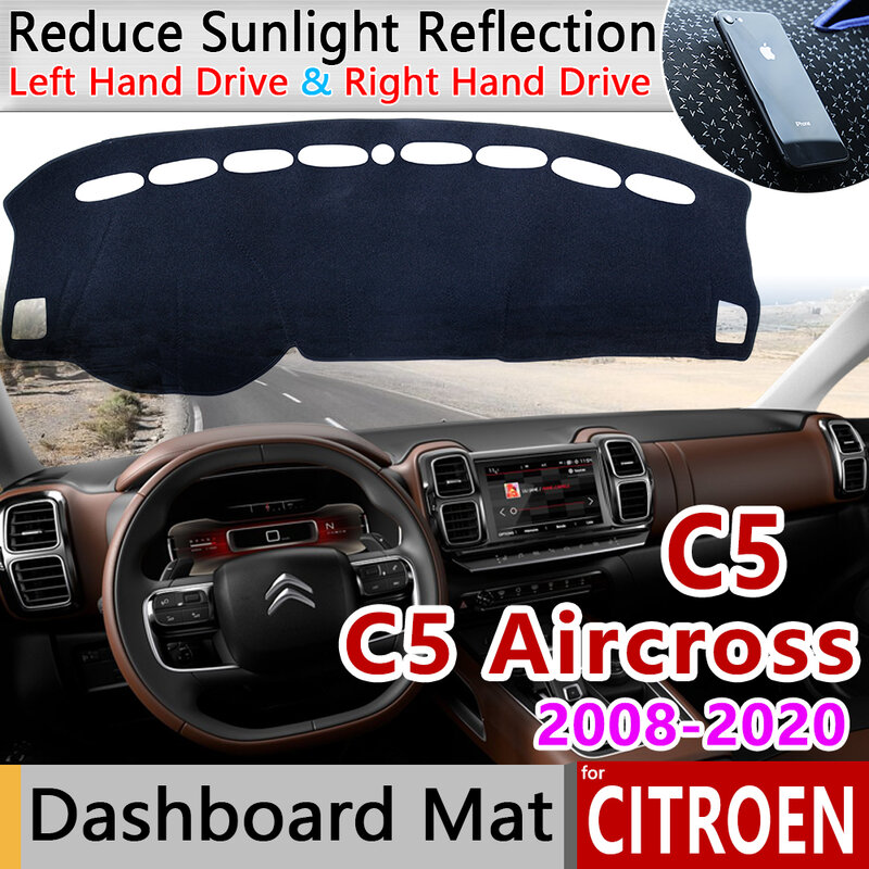 Alfombrilla antideslizante para Citroen C5 Aircross, cubierta de salpicadero, parasol, alfombra, accesorios para coche, C5-Aircross Estate, 2008 ~ 2020