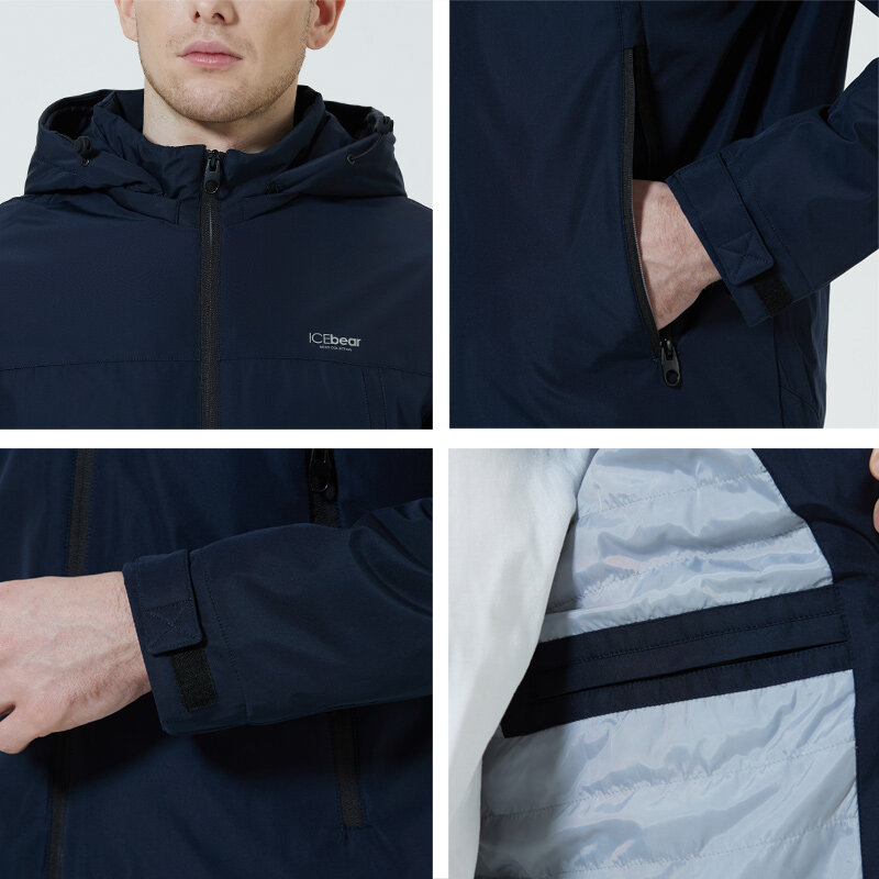 Icebear 2022 nova masculina jaqueta de algodão curto outono moda masculina alta qualidade casaco com capuz roupas marca mwc21610d