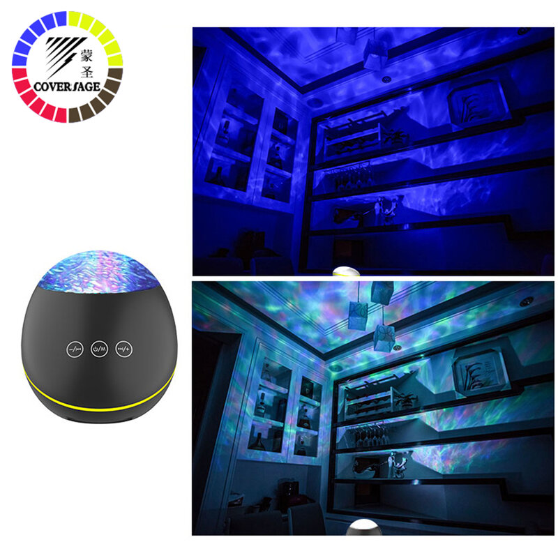 Coversage projektor fal oceanu LED lampka nocna kompatybilny z Bluetooth pilot USB odtwarzacz muzyczny głośnik Aurora projekcja