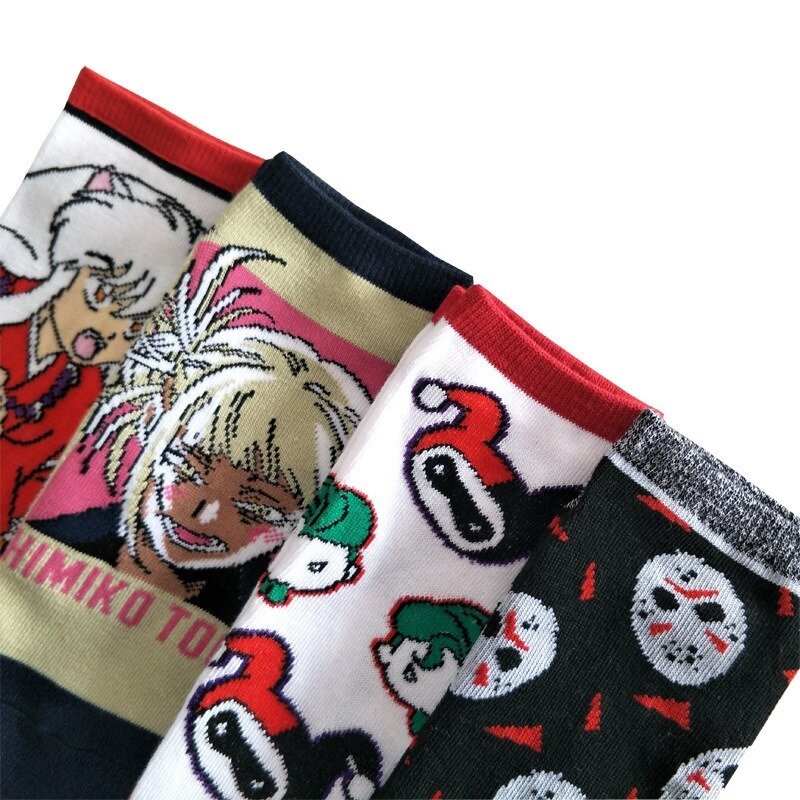 Socks Women Inuyasha Woman Sock Cartoon Anime Cotton Fun Short Cute Kawaii Art Happy Streetwear Fashion Casual Femme Chaussettes