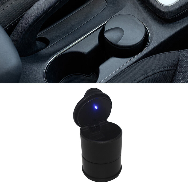 Car Ashtray Detachable Automotive Ashtray with Lid Blue Led Light Indicator Easy Clean Up, fit for Most Car Cup Holder, for Offi