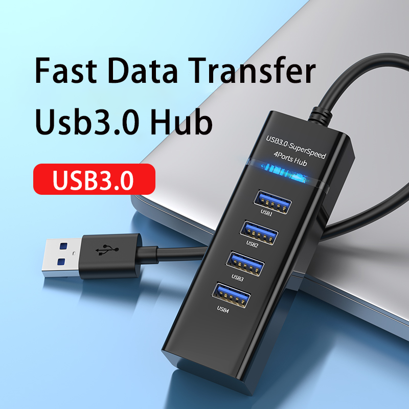 Usb3.0 hub 4 portas de alta velocidade usb divisor para discos rígidos usb flash drive mouse teclado estender adaptador laptops usb hub