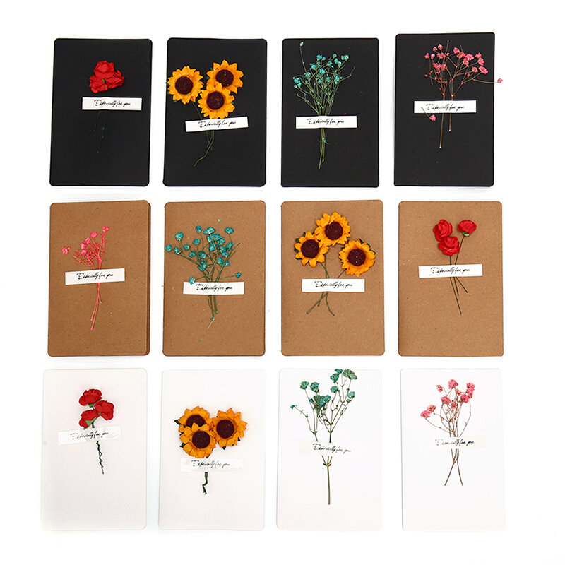 Fleurs séchées cadeau Invitations d'anniversaire cartes de voeux papier Valentine